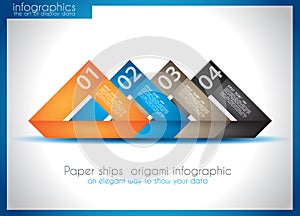 Paper ship origami infographics