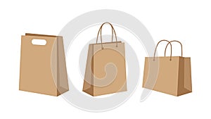 Paper shopping bag set. Environmentally friendly biodegradable bags.