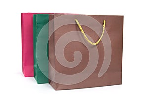 Paper shopping bags isolated on white background