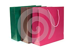 Paper shopping bags isolated on white background