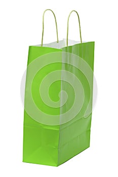 Paper shopping bags on white background