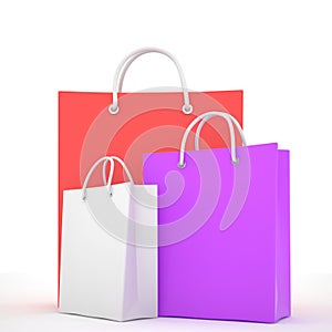 Paper Shopping Bags on white background