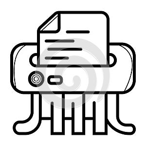 Paper shredder confidential icon and private document office information protection