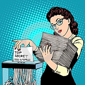 Paper shredder top secret document destroys the