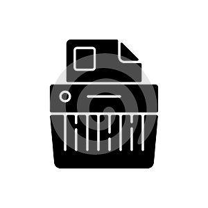 Paper shredding black glyph icon