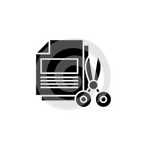 Paper shredding black icon concept. Paper shredding flat vector symbol, sign, illustration.
