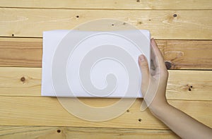 paper sign hold woman show blank