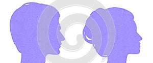 paper silhouette of couple on white background