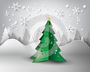 Paper snowflakes christmas tree