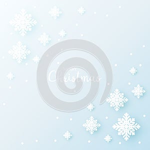 Paper snowflakes with shadow for winter background.