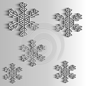 Paper Snowflakes. Winter background. For New Year or Christmas card