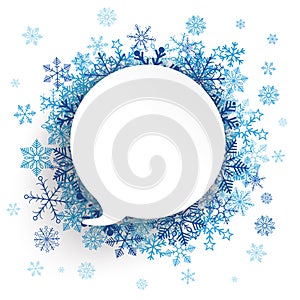 Paper Speech Bubble Snowflakes Background
