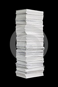 Paper stack on the black background