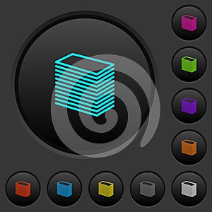 Paper stack dark push buttons with color icons
