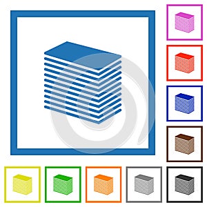 Paper stack solid flat framed icons