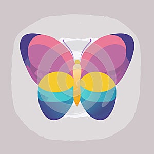 paper sticker on stylish background butterfly in pastel colors. Vector illustration