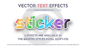 6 Paper Sticker Vector Text Effects