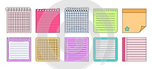 Paper stickers notes elements planning set vector