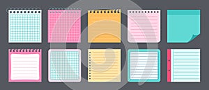 Paper sticky note flat set memo messages vector