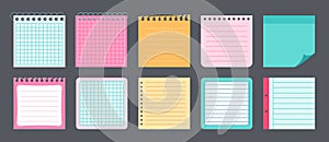 Paper sticky note flat set memo messages vector photo
