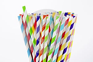 Paper straw of different colors photo