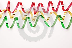 Paper streamers on white background.