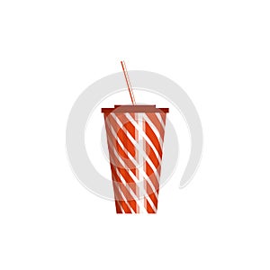 Paper striped soda cup with a straw