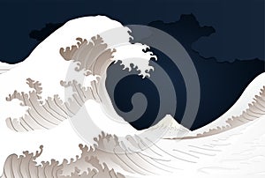 Paper style great wave