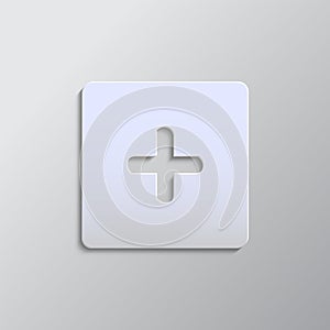 Paper style vector icon, add, box paper style, icon