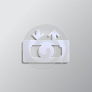 Paper style vector icon, cashing, cash out, money paper style, icon photo