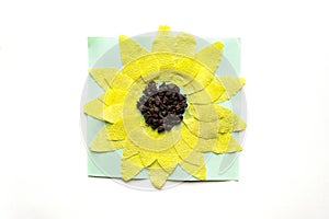 Paper sunflower. Preschool Arts, crafts Activities. Easy crafts ideas, Creative paper projects for kids. Fun educational