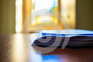 Paper Symphony: White A4 Papers on the Desk