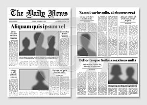 Paper tabloid newspaper vector layout. Editorial news template photo