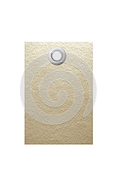 Paper tag with metal grommet isolated on white
