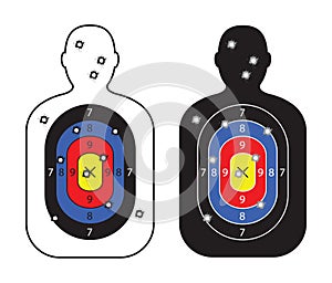 Paper targets with bullet holes