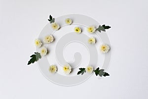 Paper texture background with flowe. Flat lay