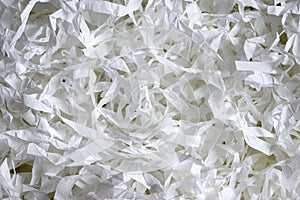 Paper texture background, top view of many white paper strips