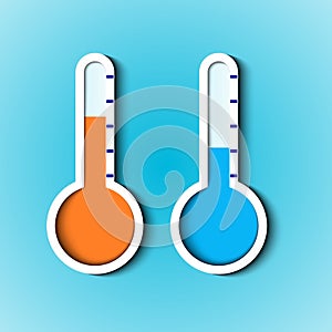 Paper thermometer averages readings on a blue background.