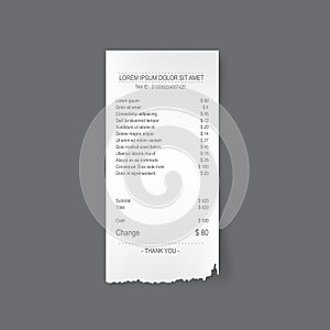 Paper torn receipt, illustration design.