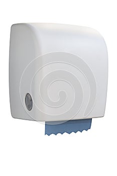 Paper towel dispenser made of white plastic