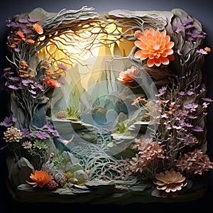 Paper Tray Marvels: An Enchanted Forest Blooming from the Stone