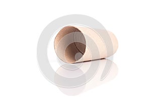 Paper tube of toilet paper isolated on white