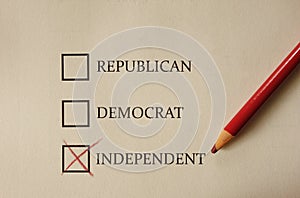 Republican Democrat and Independent voting form photo