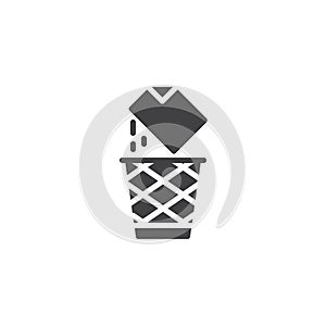 Paper waste bin vector icon