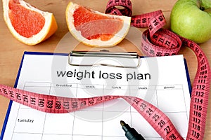 Paper with weight loss plan
