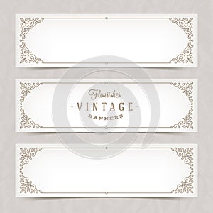 Paper white banners with flourishes frames photo