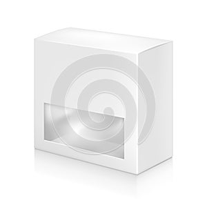 Paper white box with window mock-up template.