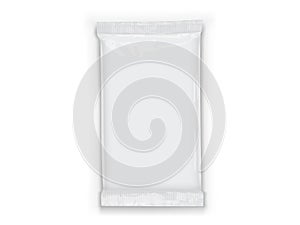 Paper white flow packaging with transparent shadows isolated on white background