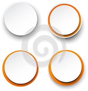Paper white-orange round speech bubbles.