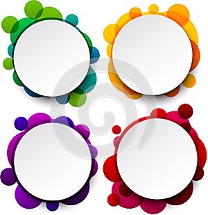 Paper white round speech bubbles.